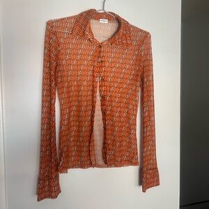 INAMORATA Mesh long sleeve button up top - S